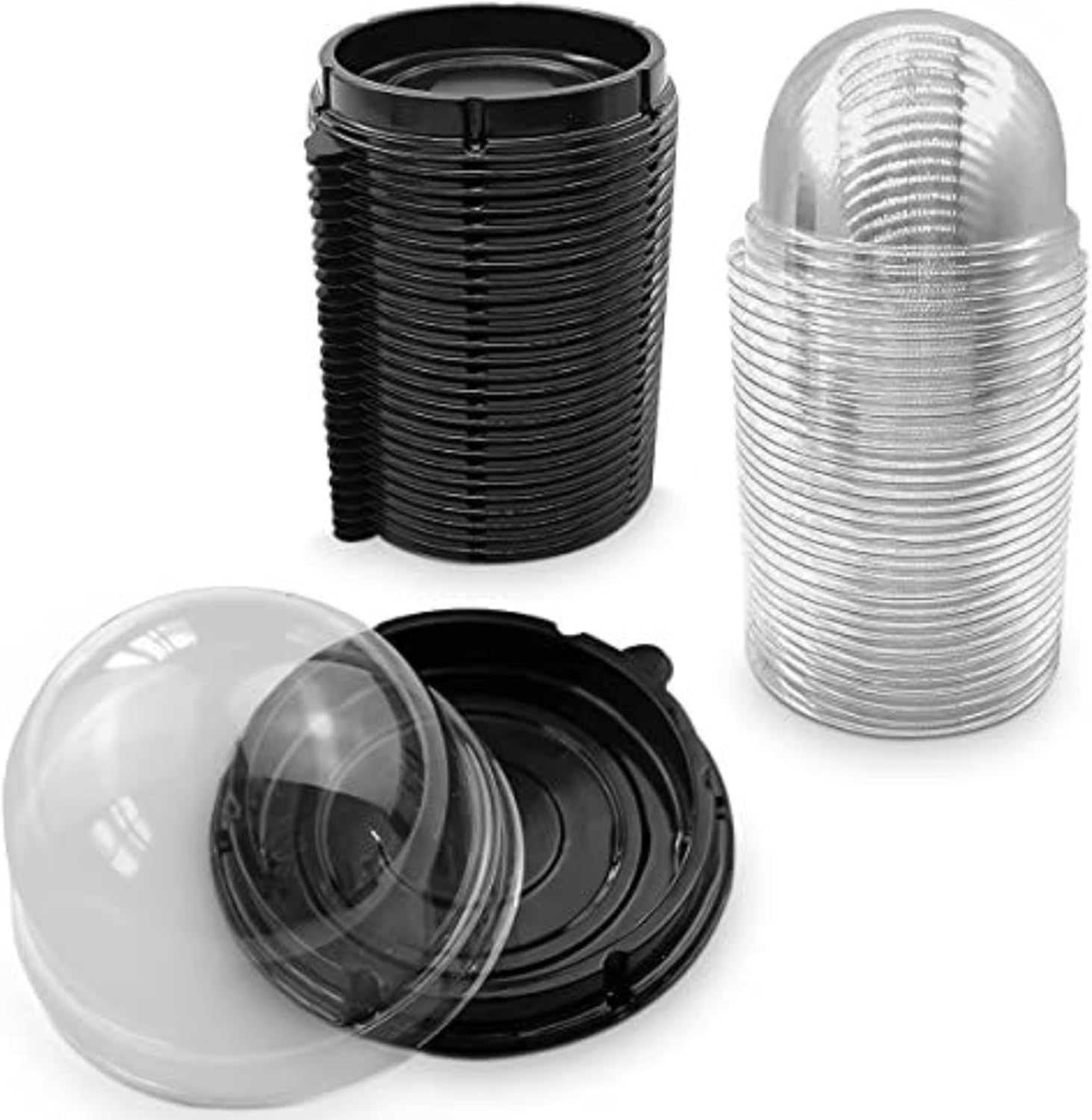 Thanksgiving Treat Box Pack - 50-Pack Mini Cupcake Containers for Christmas Desserts - 2.8x2.8" Plastic Food Grade Mini Cupcake Boxes | Desserts Containers and Holiday Gift Wraps with Transparent Lids