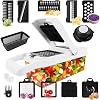 Vegetable Chopper Vegetable Cutter, Veggie Onion Salad Food Chopper Manual-Potato Chipper, Veg Chopper and Dicer for Kitchen Tools & Gadgets with 7 Replaceable Stainless Steel (15-in-1)