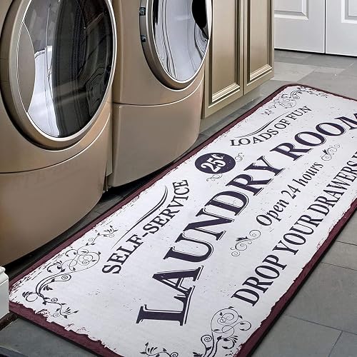 Laundry Room Rug Runner Machine Washable Area Rugs Laundry Decor