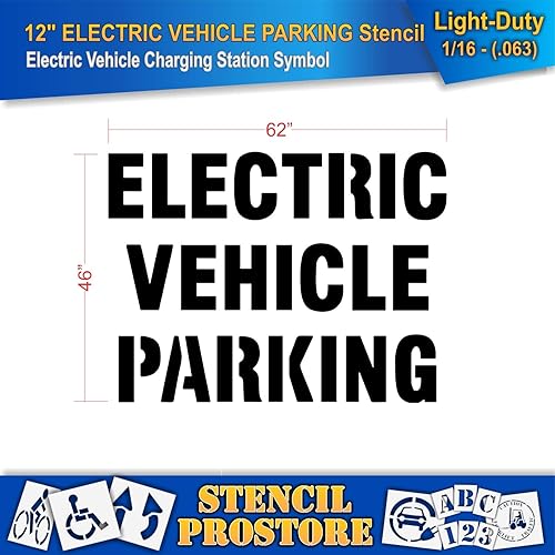 Miniatura 6 de Plantillas de pavimento  12 pulgadas  Plantilla de estacionamiento de vehículos eléctricos  46 x 62 pulgadas x 18 pulgadas (128 mil)  Grado