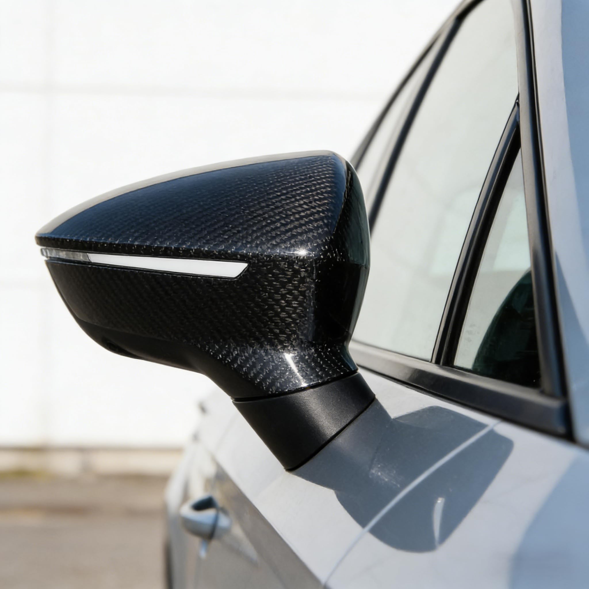 2 uds espejo retrovisor raya cubierta embellecedor lateral ala espejo tapas reemplazo para Leon Mk3 5F ST FR Cupra 2013 2014 2015 2016 2017 2018 2019(Estilo de fibra de carbono)