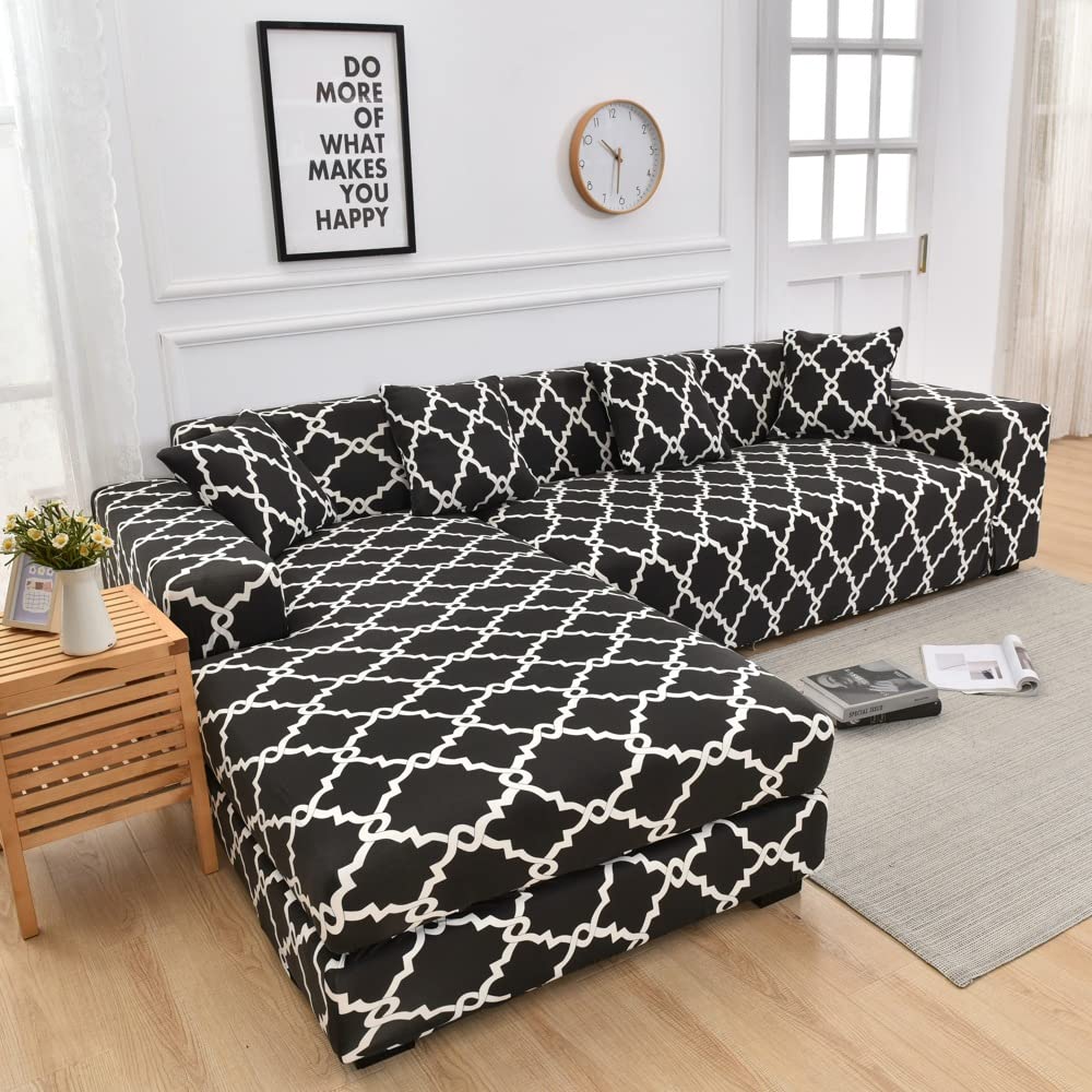 Couvre canapé d'angle en tissu doux et confortable imprimé finition style 6