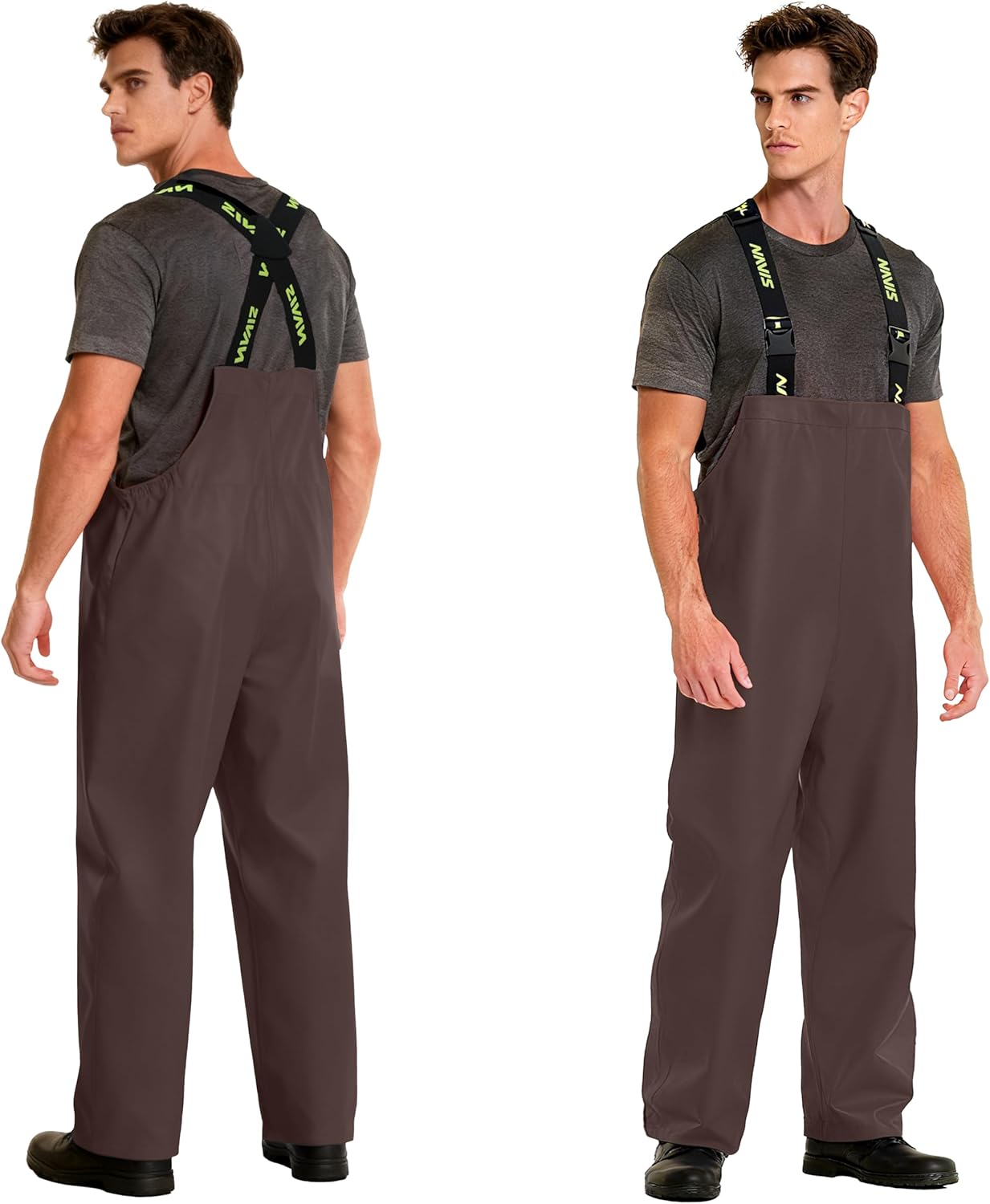 Men’s Commercial Fishing Bib Pants, 0.70mm PU Waterproof Heavy-Duty Overalls, Pro-Grade Rain Gear
