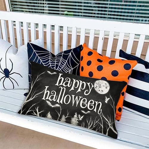 Miniatura 4 de MEHOTOP Fundas de almohada decorativas de Halloween de 12 x 20 pulgadas, para decoración del hogar en vacaciones, funda lumbar de Halloween para