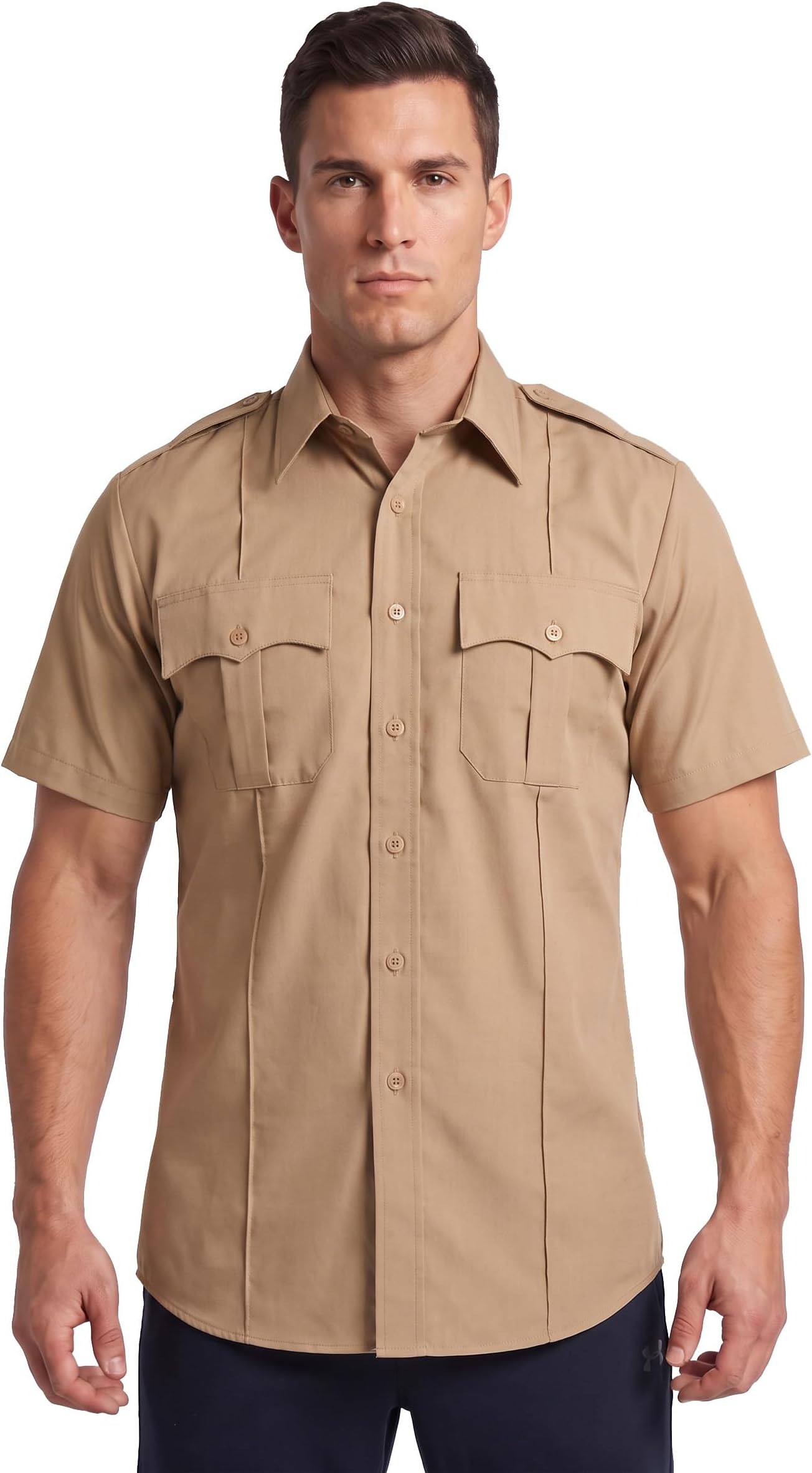 First Class 100% Polyester Short Sleeve Men's Uniform Shirt White