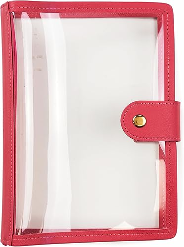 Erin Condren Agenda pequeña transparente, cubierta de PVC fucsia para planificadores pequeños y diarios, organizador de viaje duradero con bandas
