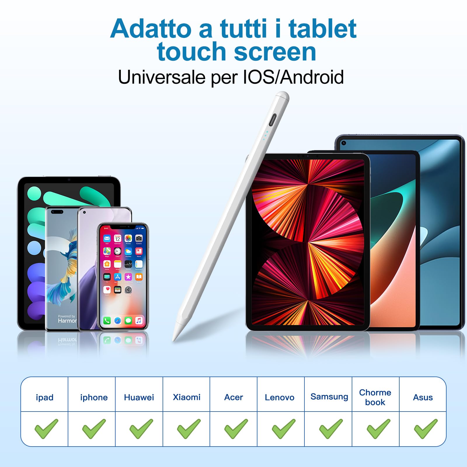 INF Penna Stilo Capacitiva Universale Per Tablet E Smartphone Tocco Morbido Punta Sostituibile 7314281266363 - Foto 8