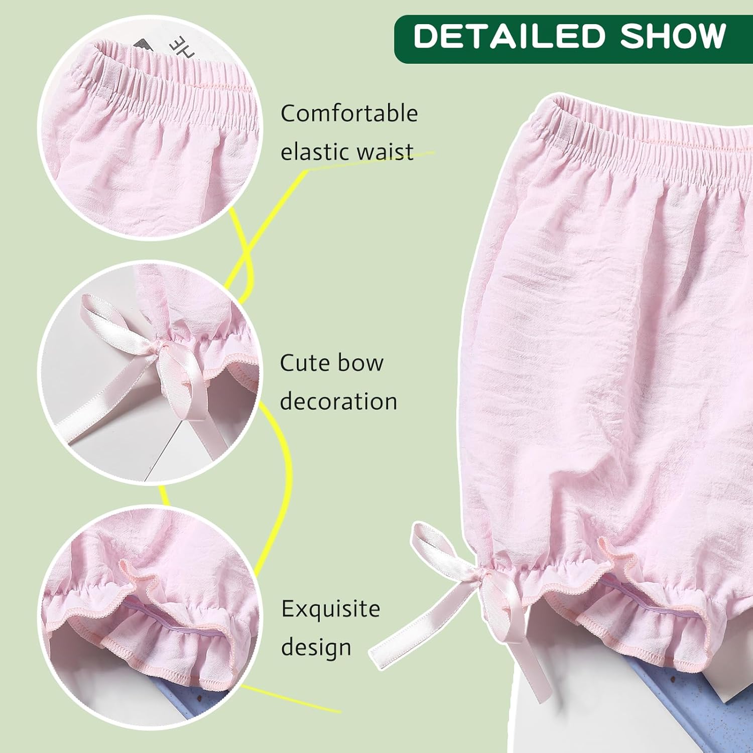 6 Pack Toddler Biker Shorts Lolita Bloomers Maid Ruffle Pumpkin Pants Kids Lantern Shorts - Image 4