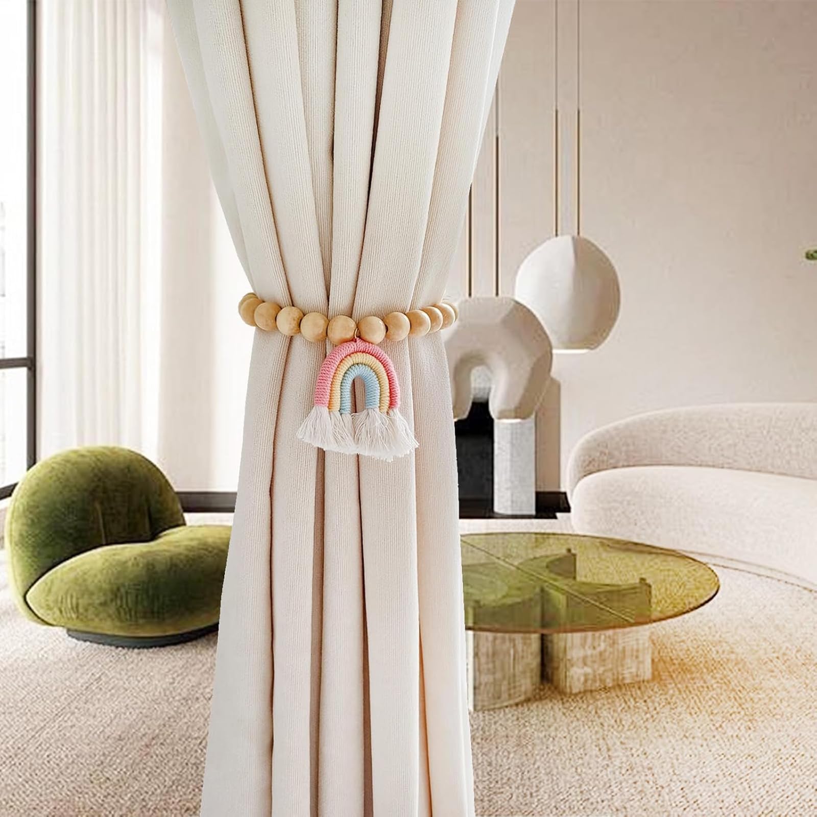 Fermatenda Per Tende Lavorato A Maglia - 2 Pezzi, In Cotone, Stile Country - Foto 6