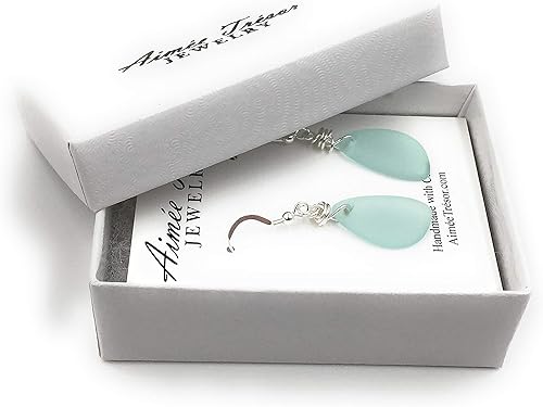 Miniatura 8 de Popular Sea Foam Green Sea Glass Earrings with Charming Handmade Silver Knot on Sterling Silver Hooks by Aimee Tresor Jewelry