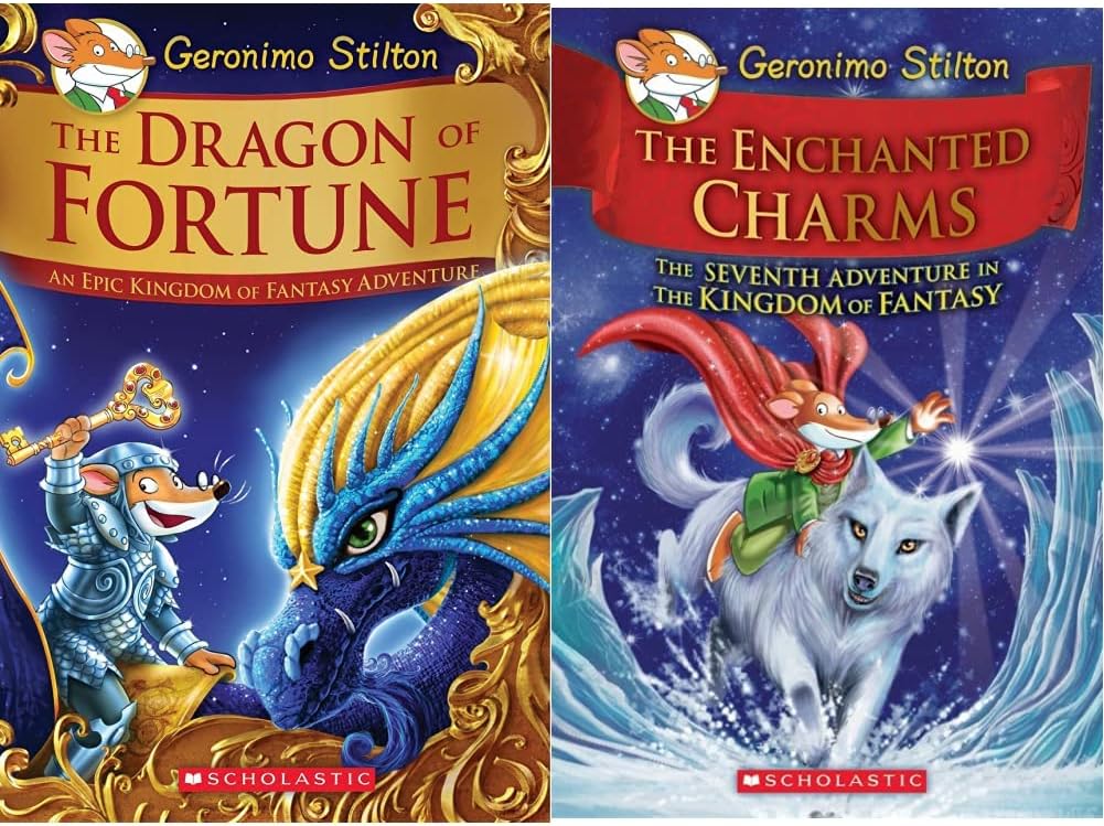 The Dragon of Fortune (Geronimo Stilton and the Kingdom of Fantasy: Special Edition #2) + Geronimo Stilton and the Kingdom of Fantasy #7: The Enchanted Charms (Set of 2 Books)