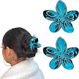 Typeshedd Juego de 2 horquillas metálicas para el cabello, pequeñas horquillas antideslizantes, pinzas para el pelo de lujo para mujeres y niñas, color azul, 4 cm
