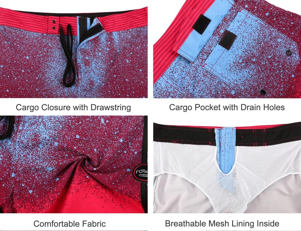 Nonwe Men's Swim Trunks Quick Dry Water Sports Beach Board Shorts with Liner - Image 6