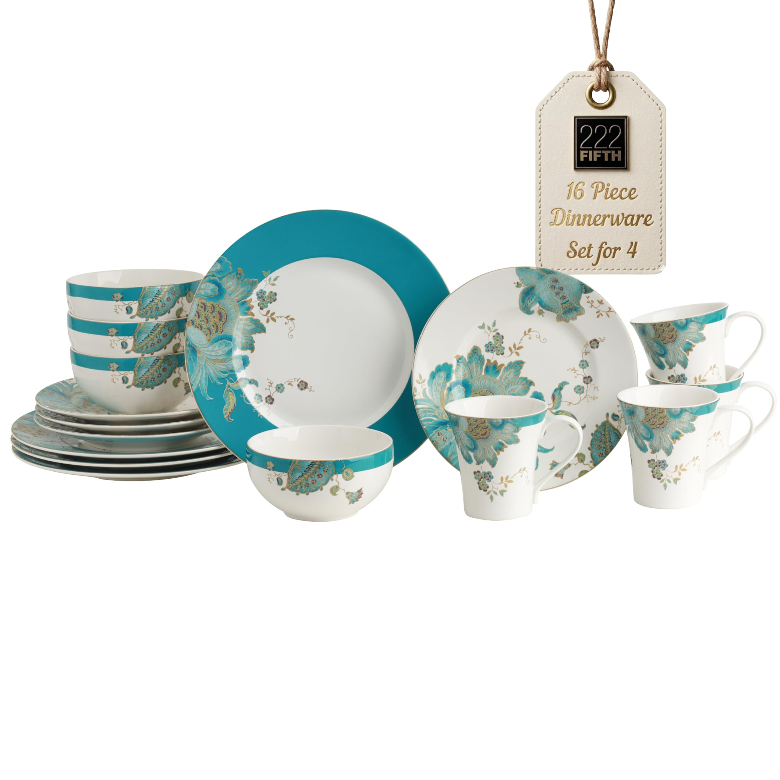 Amazon.com | 222 Fifth 16-Piece Porcelain Dinnerware Set for 4