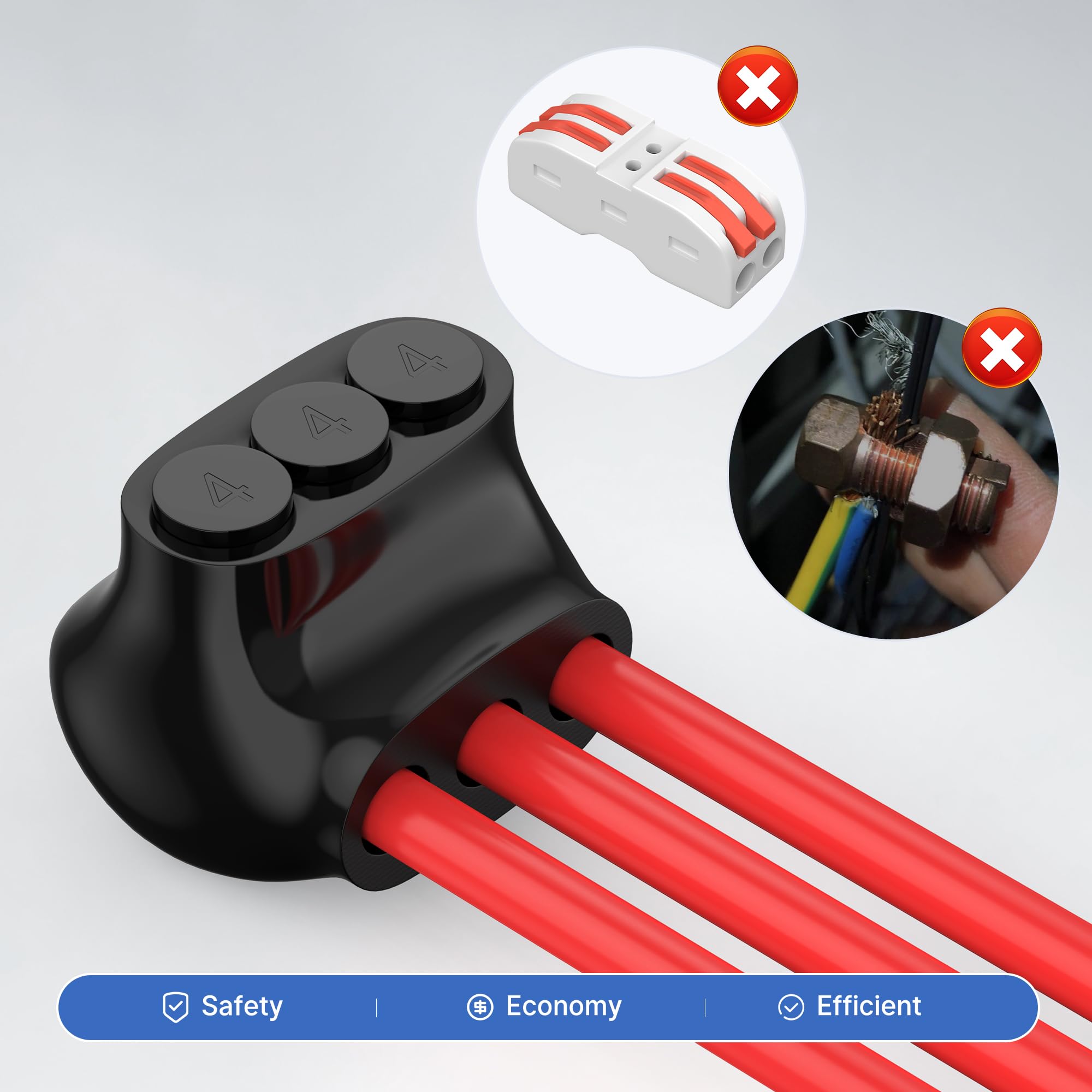 RVBOATPAT Confezione da 8 connettori multipli isolati a 2 porte, 3 porte, 4 porte, 4-14 AWG, da alluminio a filo di rame, con scanalatura a brugola, esagonale, ingresso singolo, alimentazione