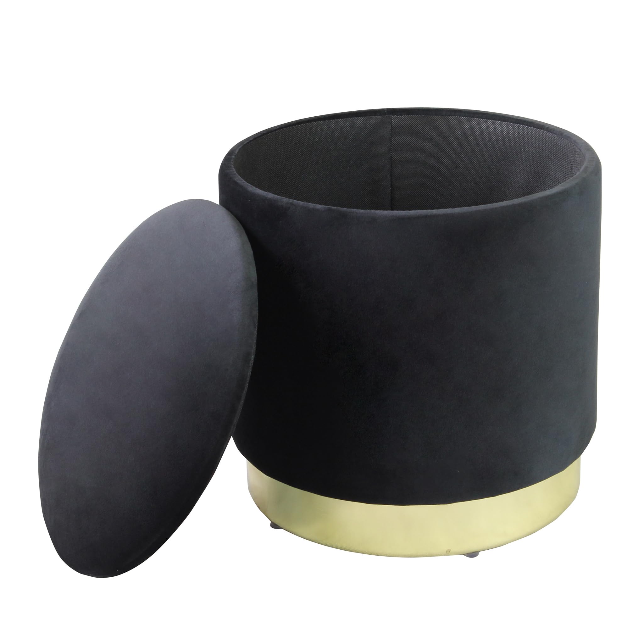 Pouf contenitore rotondo in velluto - OCTAVIA Nero