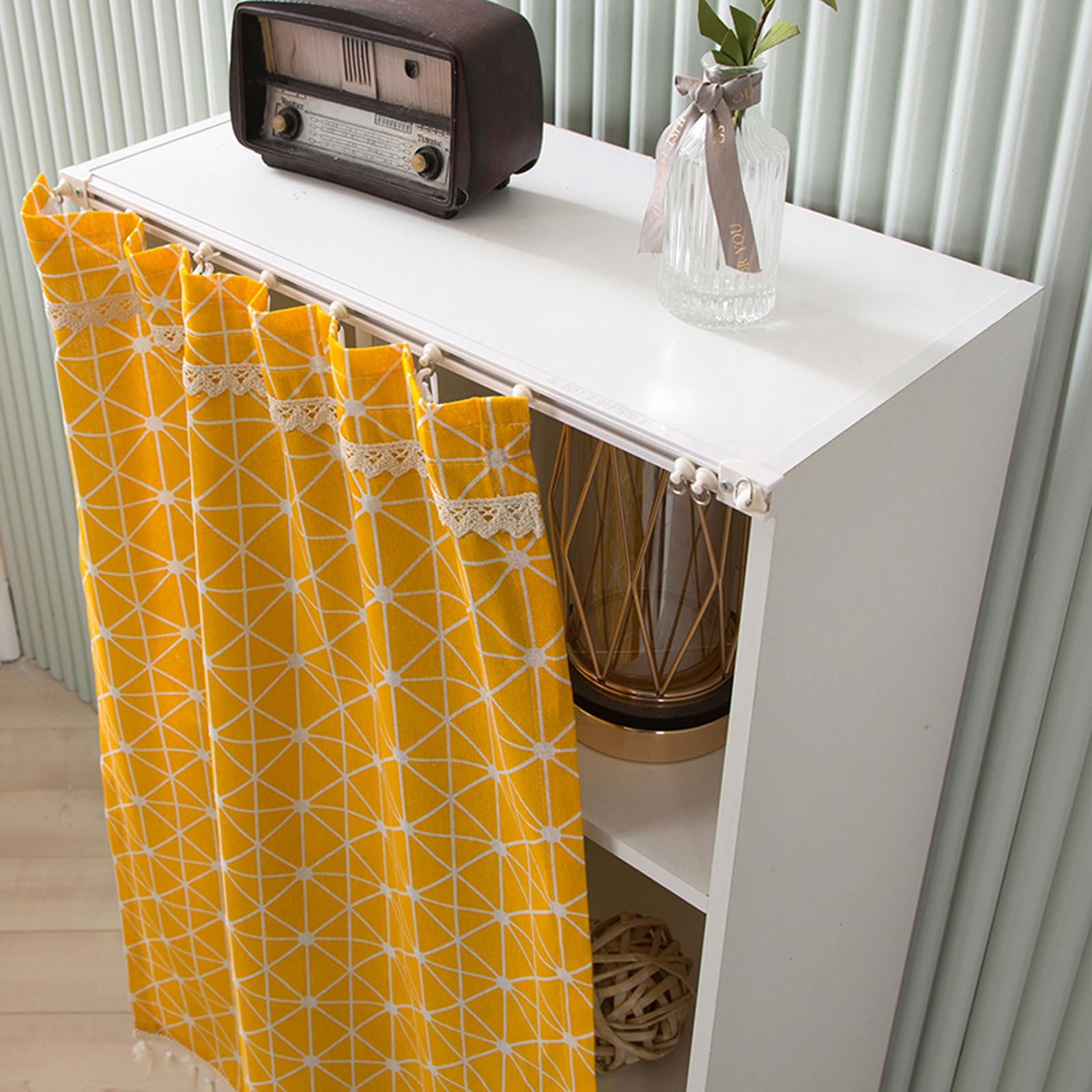 GoldeneAmeisen Gerneric Curtain Tiers,Kitchen Net Curtains,Cupboard Curtain,READY TO HANG,Privacy Protected,Thermal Insulated Light Blocking,for Small Window Basement Cupboard,Bedroom,Living Room