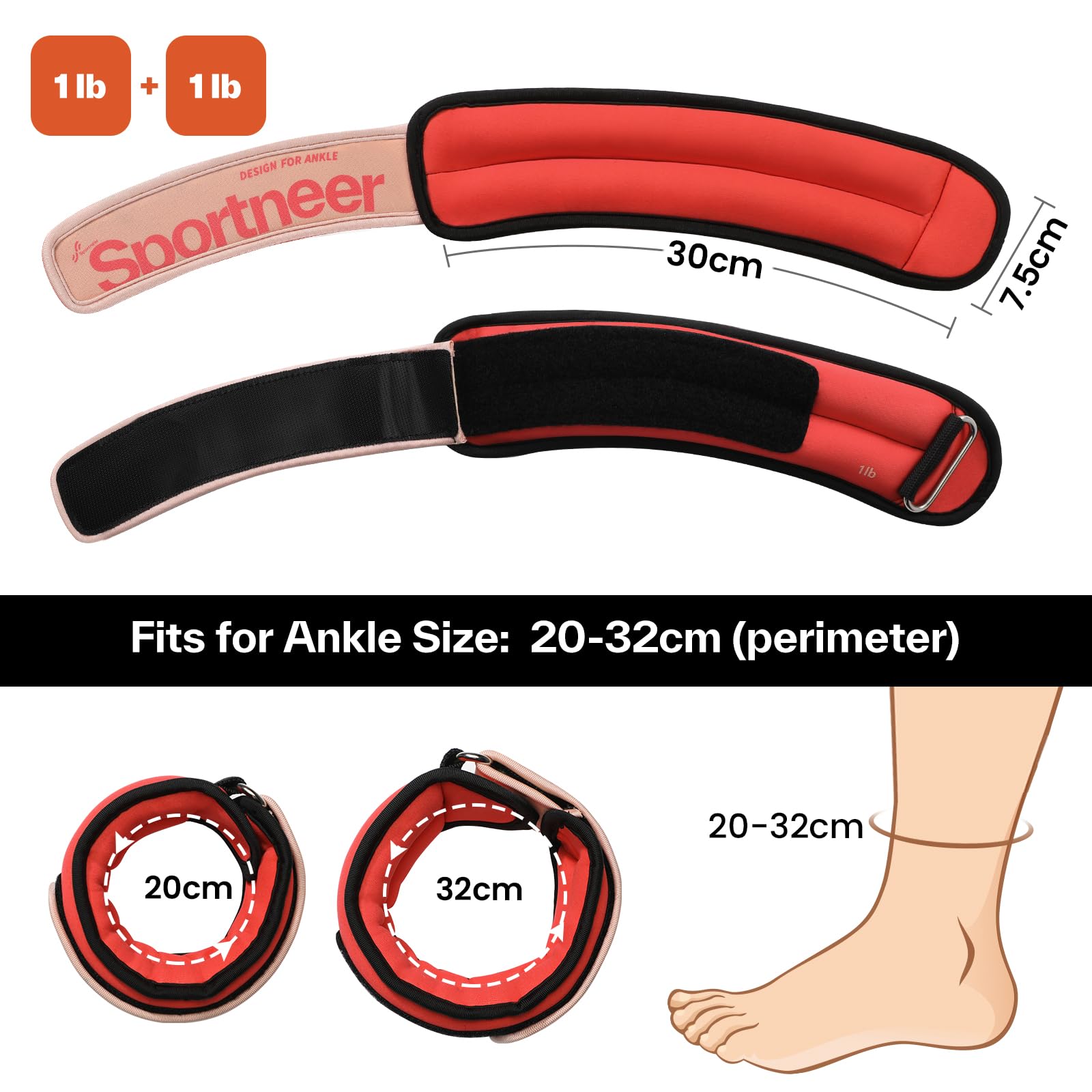 Sportneer obciążniki na nadgarstki, obciążniki na kostki, zestaw 2 * 0,23 kg/2 * 0,45 kg/2 * 0,9 kg/2 * 1,36 kg/2 * 2,27 kg, obciążniki na ramiona i nadgarstki, obciążniki do biegania na nadgarstki i