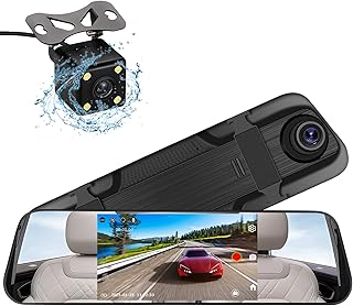 5” Mirror Dash Cam Front and Rear for Car,1080p Full HD Rearview Mirror for Cars & Trucks,Dual Cameras with 32GB Card Parking Monitoring,Reversing Assistance,Loop Recording,G-Sensor,Night Vision