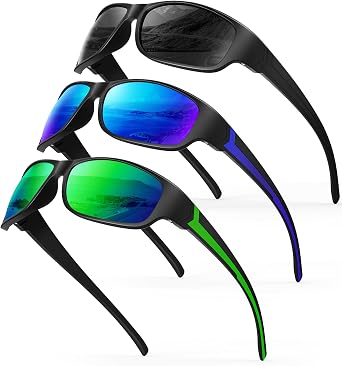 Sunglasses Men Polarized Mens Sunglasses, Wrap Around Sports Sun Glasses for Cycling Running with UV400 Protection