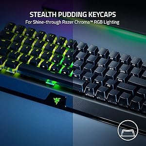 Razer BlackWidow V3 Mini HyperSpeed 65% Wireless Mechanical Gaming Keyboard: Green Mechanical Switches Tactile & Clicky - Phantom Pudding Keycaps - Chroma RGB - Up to 200 Hr Battery - Snap Tap