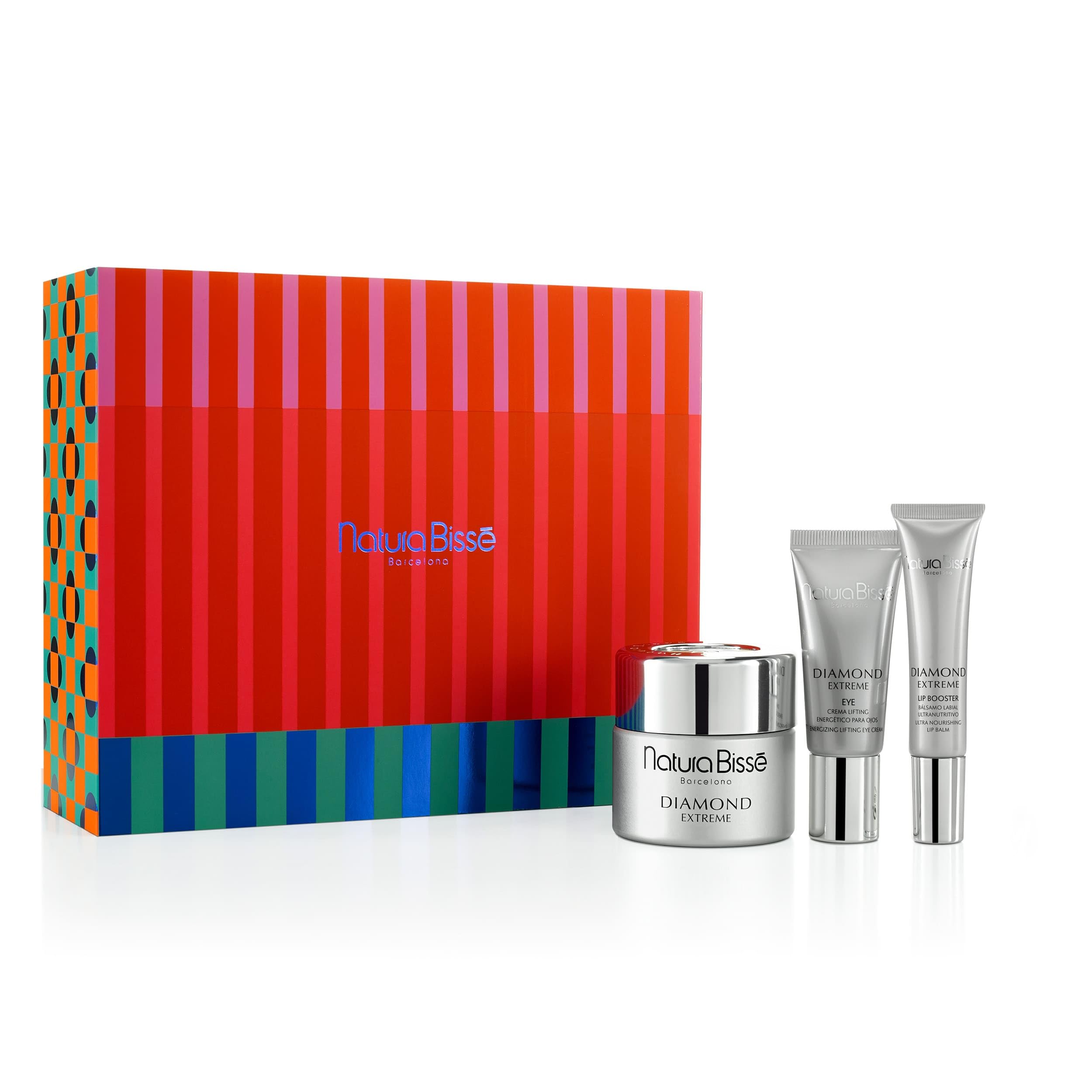 Natura Bissé Diamond Age-Defying Set – Rich Texture | Set Antiedad Global para tu Piel. Incluye la Crema Diamond Extreme Cream 50 ml, Contorno Diamond Extreme Eye 15 ml y Diamond Lip Booster 15 ml