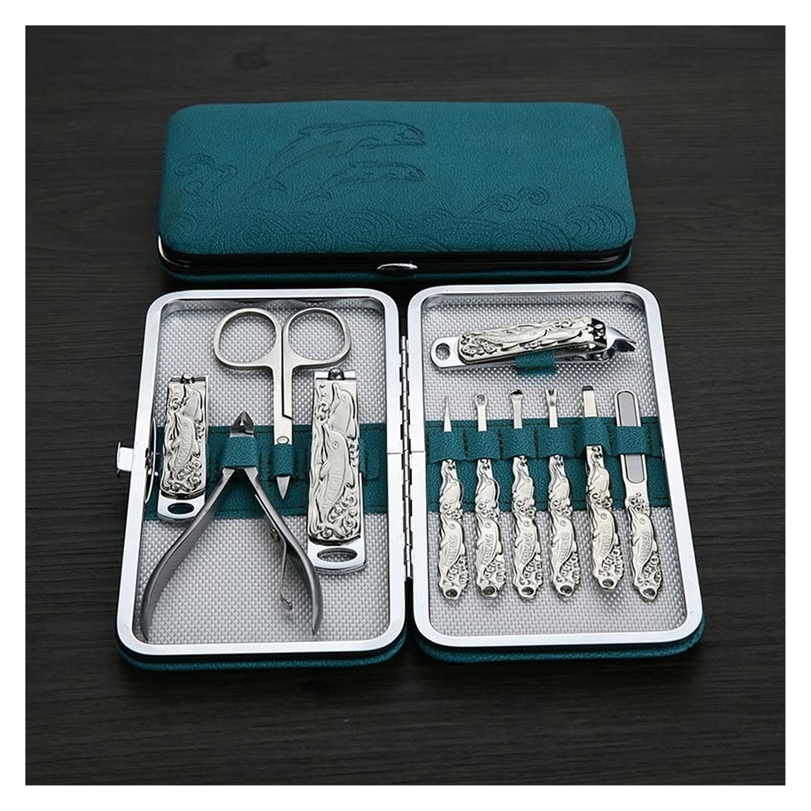 caihuashopping Profesional Cortaúñas Manicure Pedicure Herramientas de Acero Inoxidable Azul Dolphin Nail Clippers Kit de Aseo Set de Manicura (Color : C)