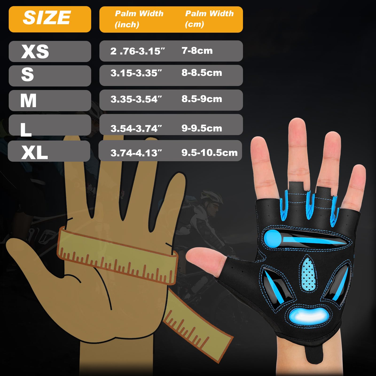 Gants VTT Velo Cyclisme Demi Doigts Hommes Femmes Gel Antichoc Respirant Antidérapant