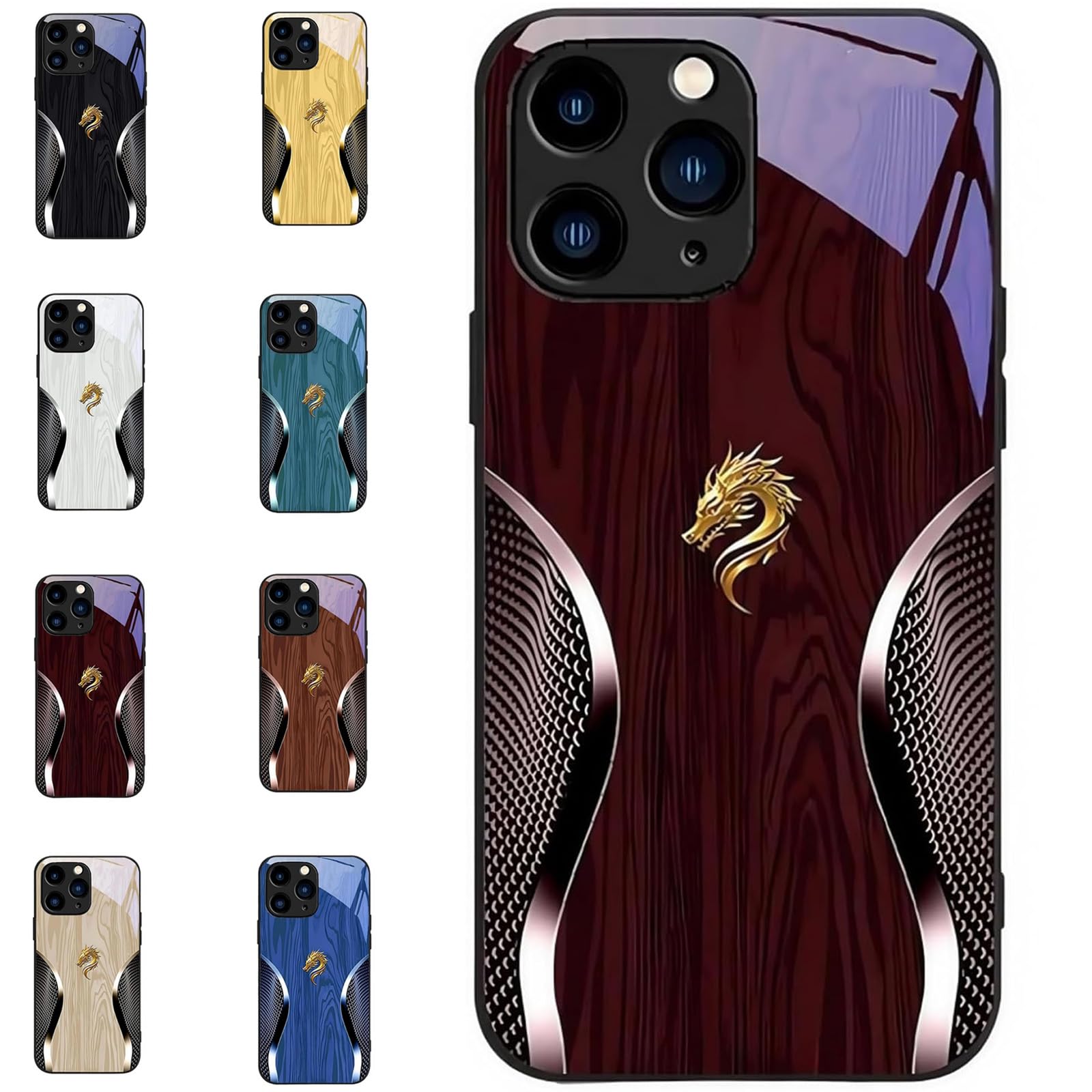 Personalized Dragon Compatible with Magsafe Glass Phone Case for iPhone 16/15/14/13/12Plus Pro Max, Full Coverage Anti Drop Phone Case&Supports