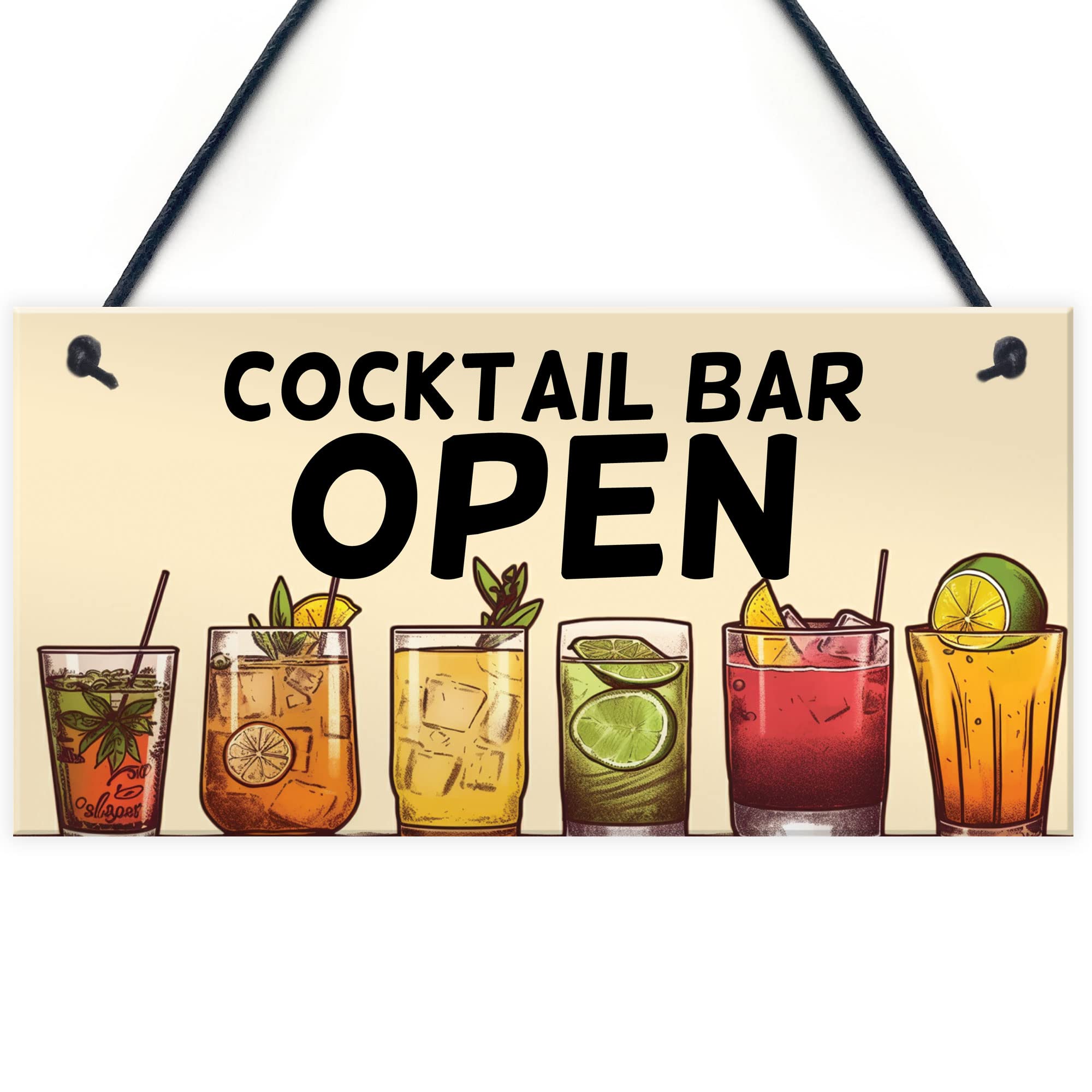 Red Ocean Open Cocktail Bar Signs And Plaques For Home Bar, Garden Bar | Decoration Accessories for Outdoor Garden Home Bar Pub | Novelty Cocktail Gifts For Her Friend