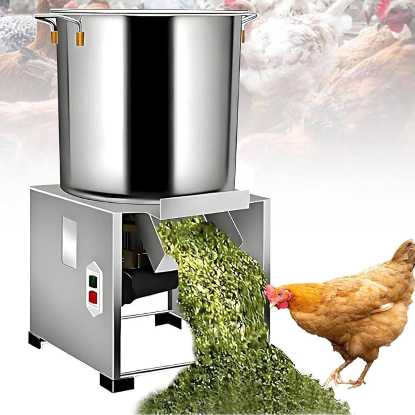 Hydravex Stainless Steel Vegetable Chopper, Commercial Poultry Feed Processor with Ultra-Hard Alloy Blades, Electric Food Shredder for Rancher, Durable Automatic Feed Prep Tool 1000W