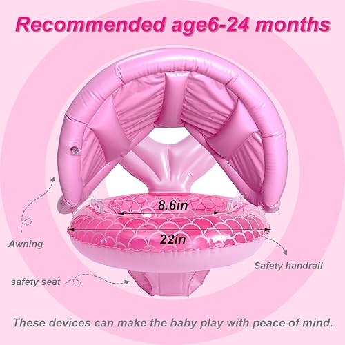 Miniatura 4 de ZEYGLXC Flotadores de piscina para bebés de 6 a 48 meses, anillo inflable de natación con asiento y asa para bebés y niños pequeños, entrenamiento