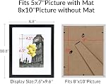 8x10 Picture Frame Set of 6 with High Definition Plexiglass, Display Pictures 5x7 with Mat or 8x10 Without Mat for Tabletop Display and Wall Mounting, Black