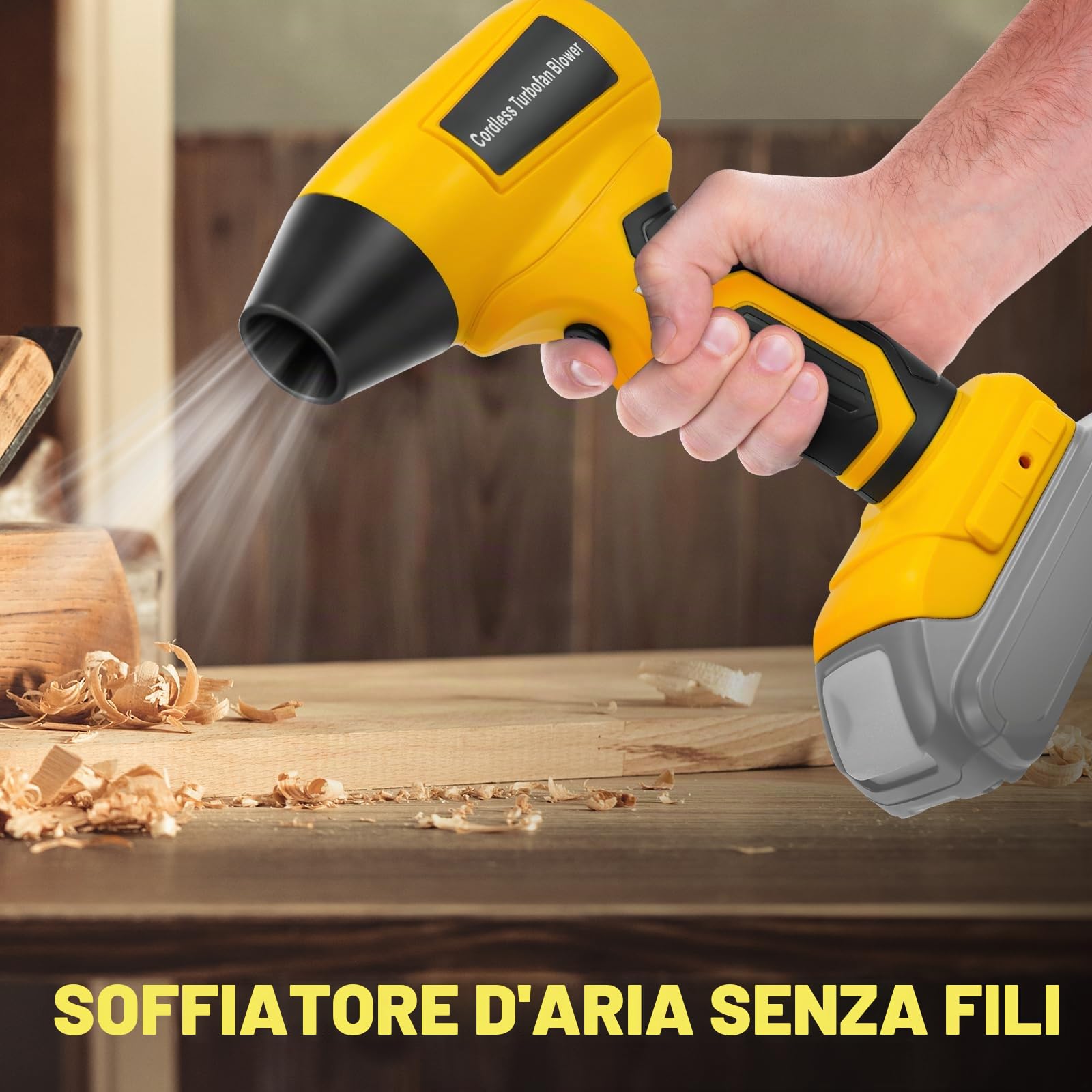 Mini soffiatore a foglia compatibile con batteria Dewalt 20 V, 130.000 giri/min, motore senza spazzole, velocità del vento 30 m/s, 5 ugelli per soffiatore a foglie, pulizia auto (senza batteria)