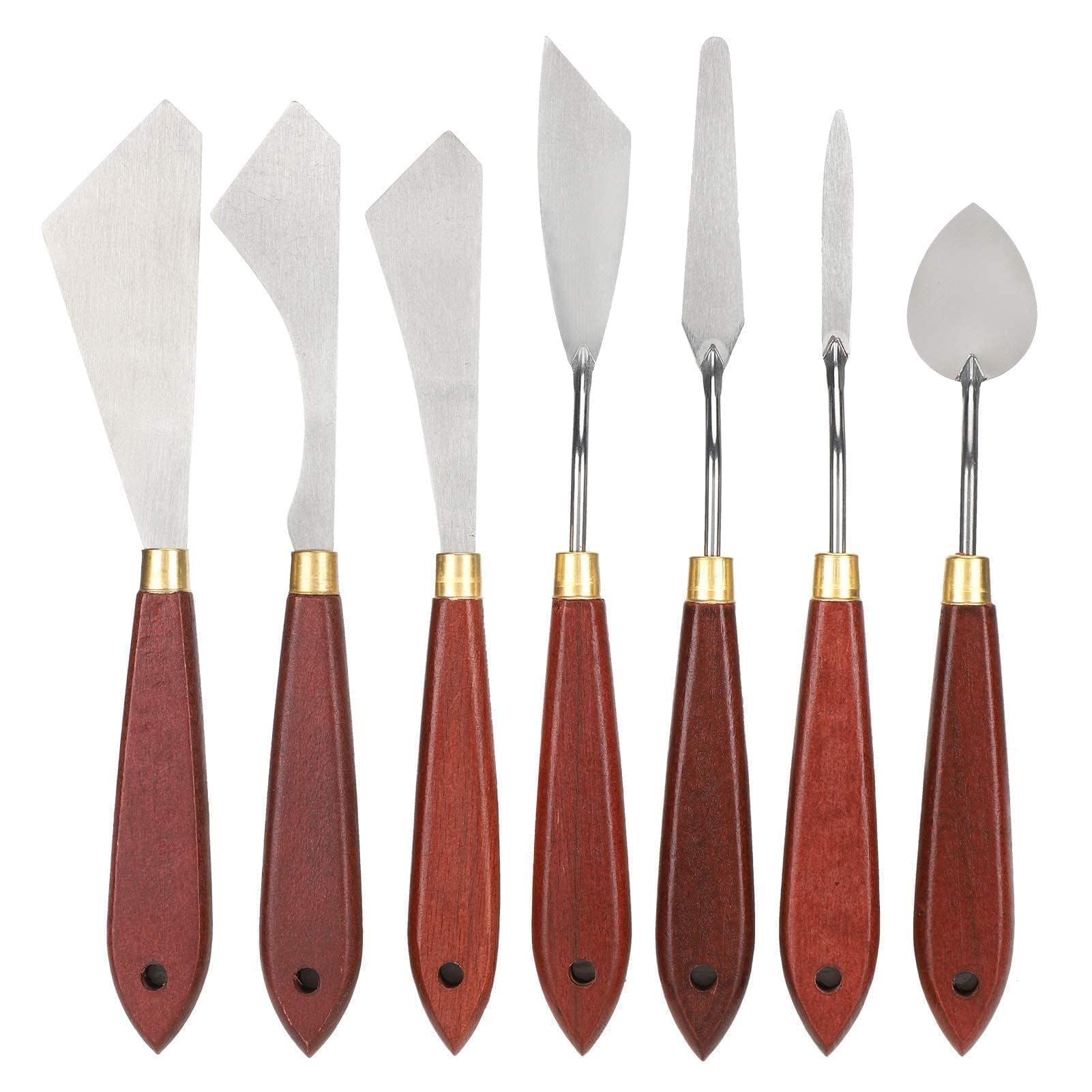 7Pcs Set di spatola pittura, spatola per pittura in acciaio inossidabile, raschietto per miscelazione pittura, per arte e pittura a olio, acrilica
