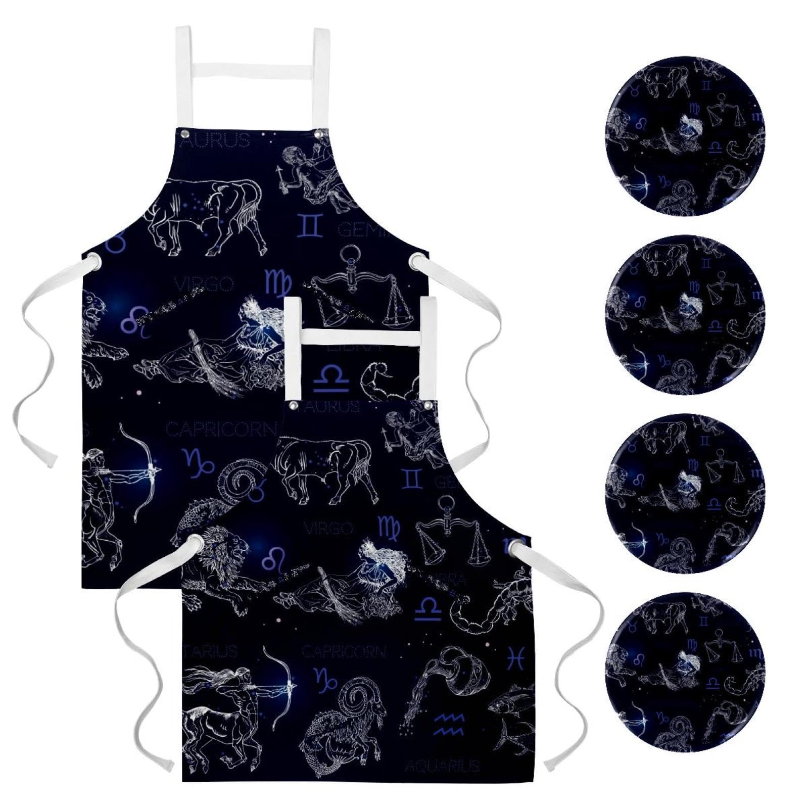Tablier de cuisine avec broches zodiaque constellations x2 - 7