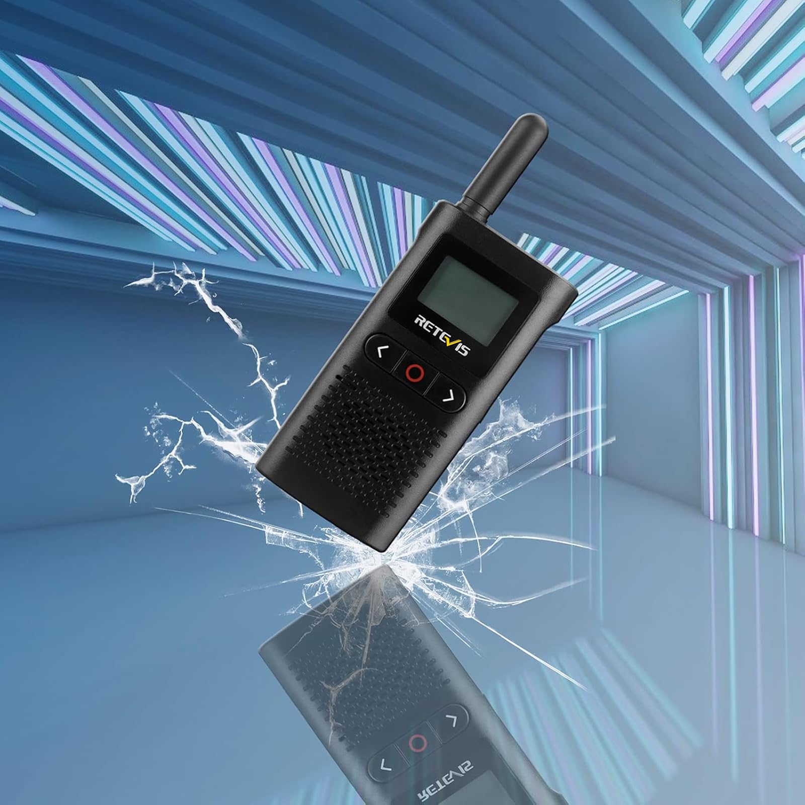 Retevis RB628 Walkie Talkie, PMR446 Mini Walkie-Talkie Professionali 1500mAh, Schermo LCD VOX, 1500mAh Ricetrasmittenti Ricaricabili con Auricolare per Scuola, Hotel, Ristoranti (10PZ, Nero)
