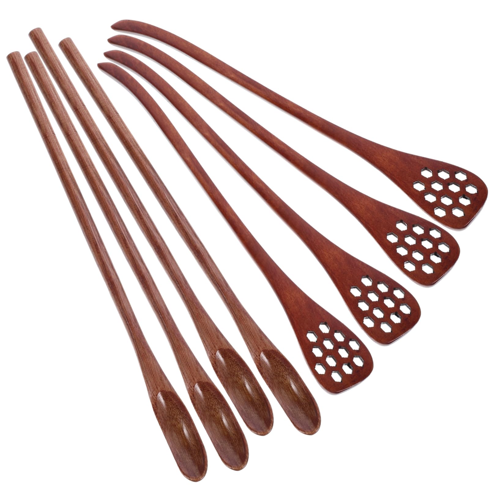 MAGICLULU 8pcs Wooden Beverage Stirrers Long Handle Coffee Mixing Spoons Tea and Honey Stirring Spoons Material for Coffee Tea and Dessert Preparation