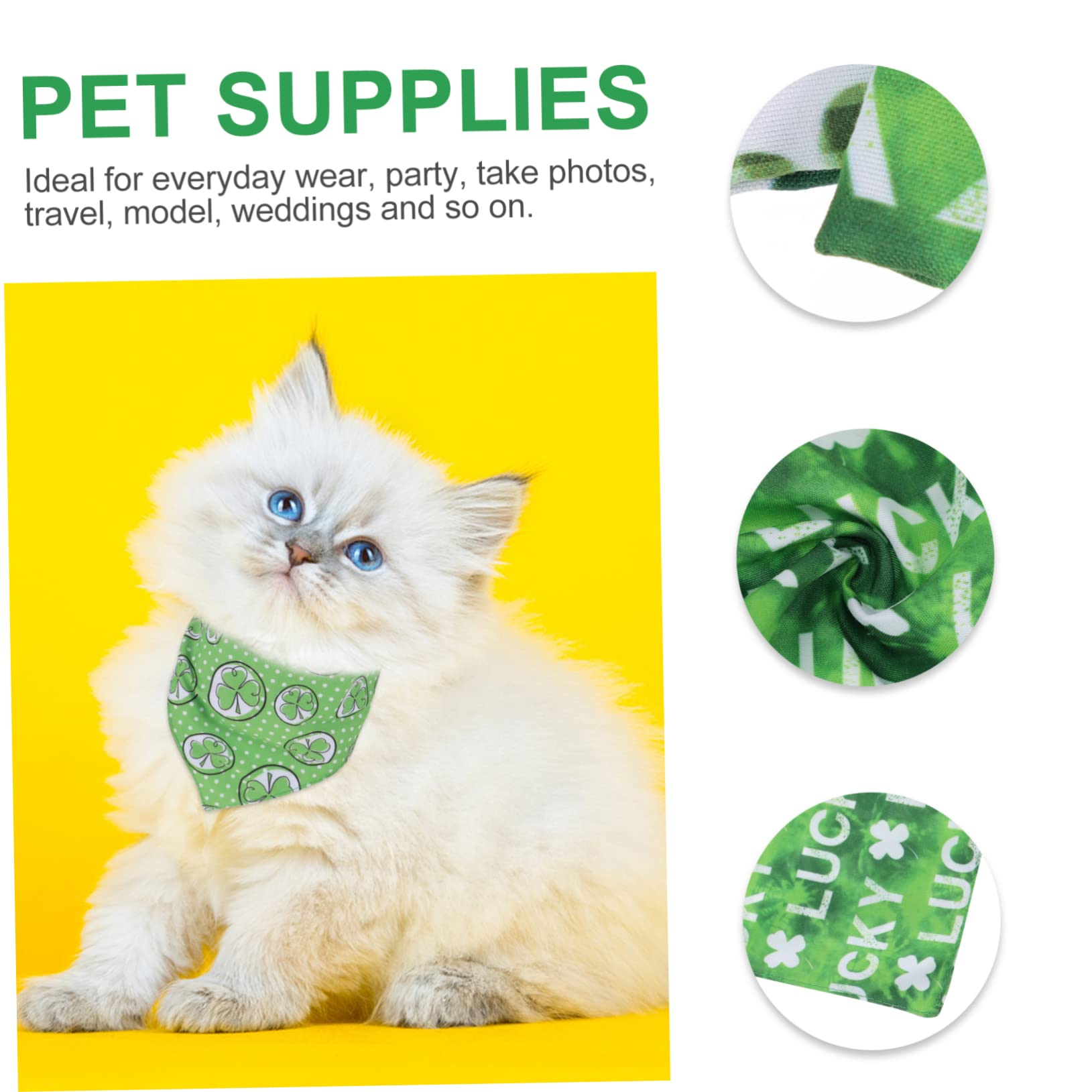 Angoily 12piezas Bandanas Creativas para Mascotas Bufandas Adorables para Perros y Gatos Accesorios De Fiesta De San Patricio Atractivas y Cómodas