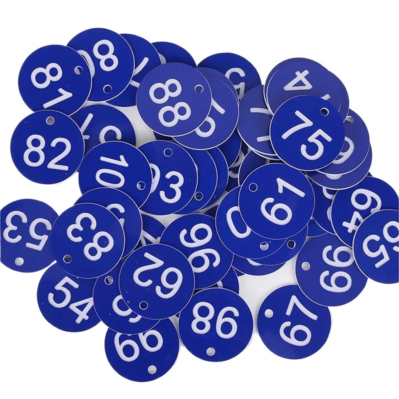 numerowane plastikowe przywieszki, 100 sztuk wielokolorowych plastikowych zawieszek z numerami 1-100(Blue)