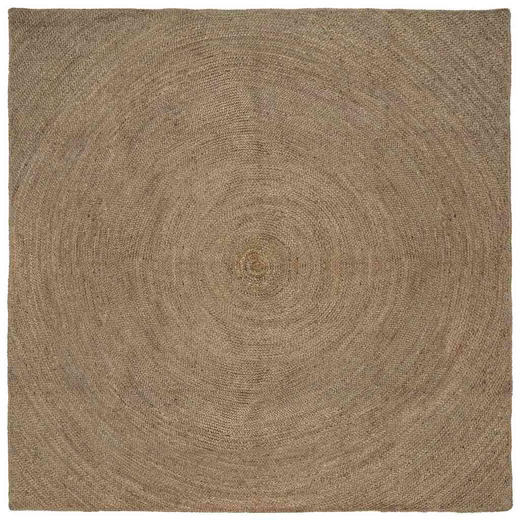 Makastle Tapis Carré Gris 240 x 240 cm en Jute Fait Main