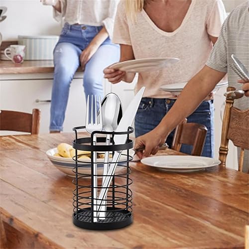 Miniatura 4 de Soporte de alambre para encimera de cocina, soporte de utensilios de cocina de alambre de metal, cuchara, tenedor, escurridor de cubiertos,