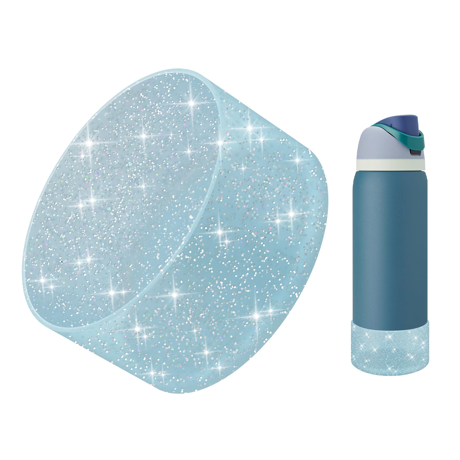 BKBY Protective Glitter Silicone Boot Compatible with Owala 24oz 32oz 40oz, Bling Cup Sleeve Bottom Bumper Cover Compatible with Owala FreeSip, Twist,