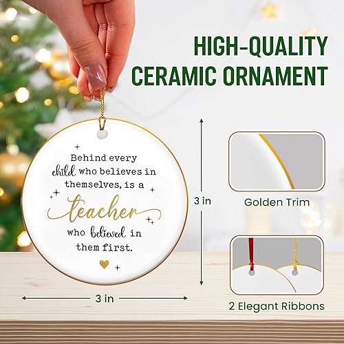 Vista 30 de OASSIE Regalos de agradecimiento de Navidad para empleados para compañeros de trabajo, adornos de Navidad de cerámica 2025 para decoraciones de Sé