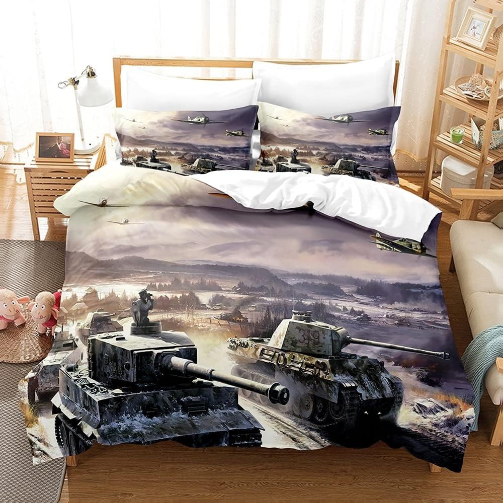 Housse de couette Panzer pour chambre de garçon et décor de lit en microfibre moderne