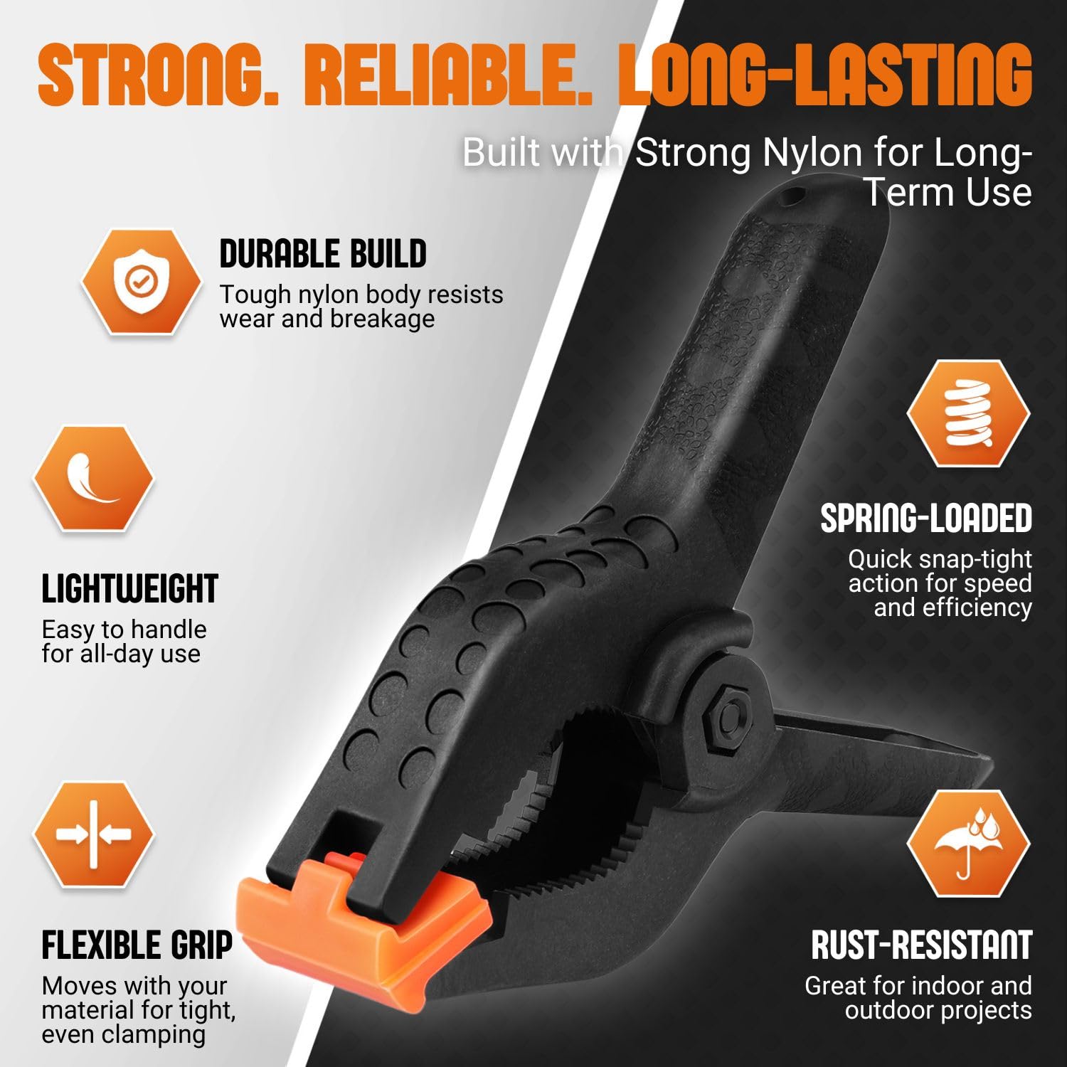 Flexzion Pinzas de muselina de alta resistencia con dientes ajustables móviles 4 pulgadas (juego de 18) pinzas de nailon premium para carpintería artística, telón de fondo, estudio de