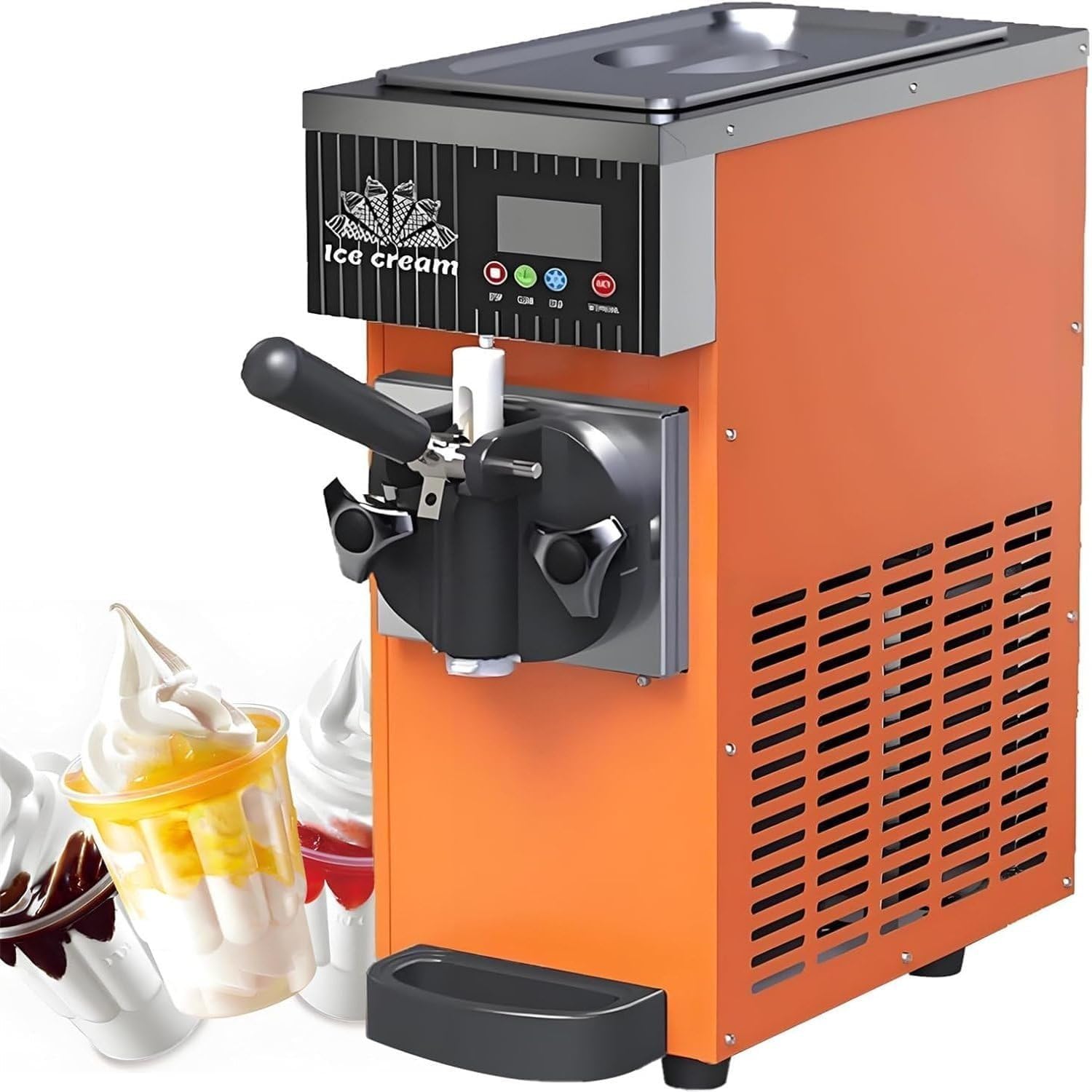 UofZc Automatic Ice Cream Machine, Electric Homemade Ice Cream Maker for Gelato, Sorbet, Frozens Yogurt, Easy Operation, Perfect for Home Kitchen & Family Use Orange
