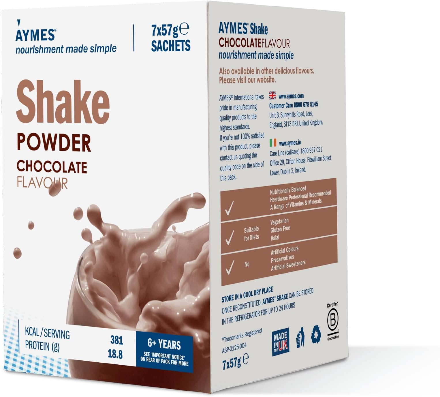 High Protein Nutritional Powder Shakes - Chocolate - 7 Servings - Milkshake-Style Drink Mix - Gluten Free, Vegetarian, Halal & Kosher Suitable - For Ages 3+ and Adults