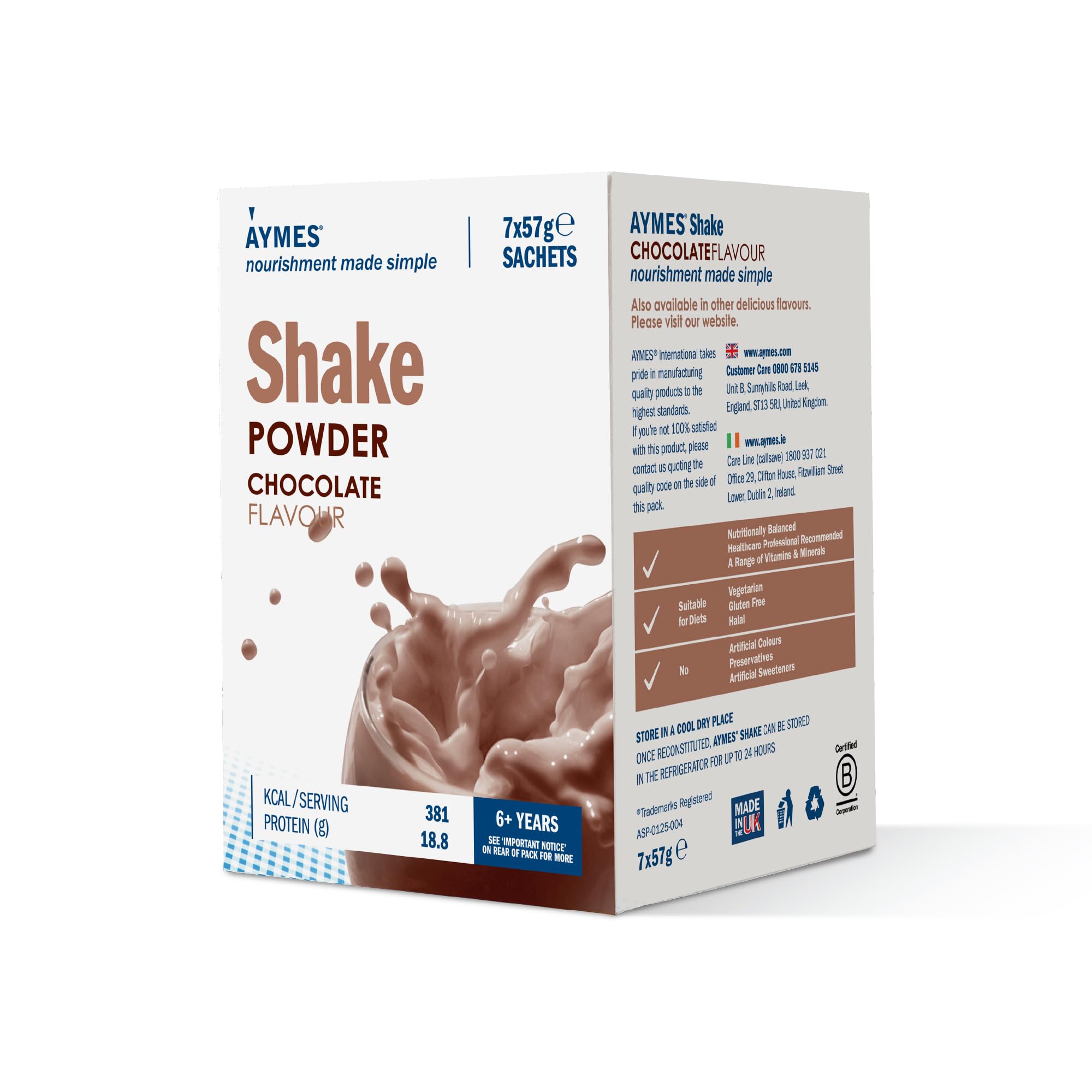 High Protein Nutritional Powder Shakes - Chocolate - 7 Servings - Milkshake-Style Drink Mix - Gluten Free, Vegetarian, Halal & Kosher Suitable - For Ages 3+ and Adults