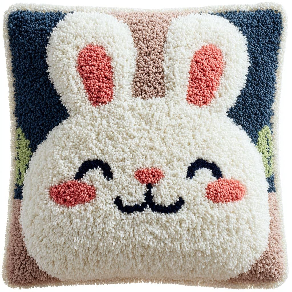 Henypt Latch Hook Cushion Kits for Beginners Rabbit